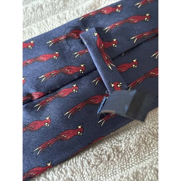 VTG GUCCI MENS NECK TIE WITH LOGO HIGH END BLUE WITH RED PARROTS ITALY 100% Silk - Picture 10 of 13